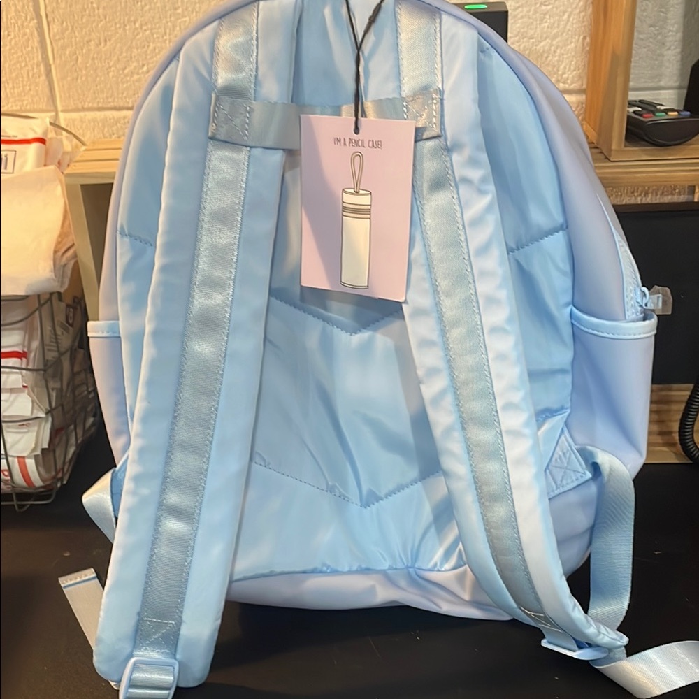 Madden Girl Light Blue Backpack with Bottle Holder - Picture 2 of 3
